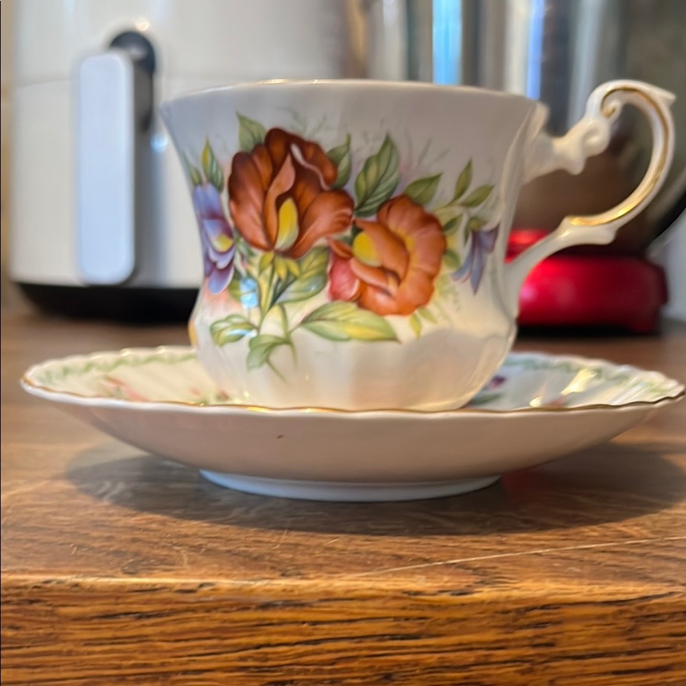 Floral Teacup and Saucer Set